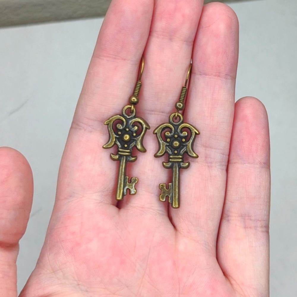 Bronze Key Earrings